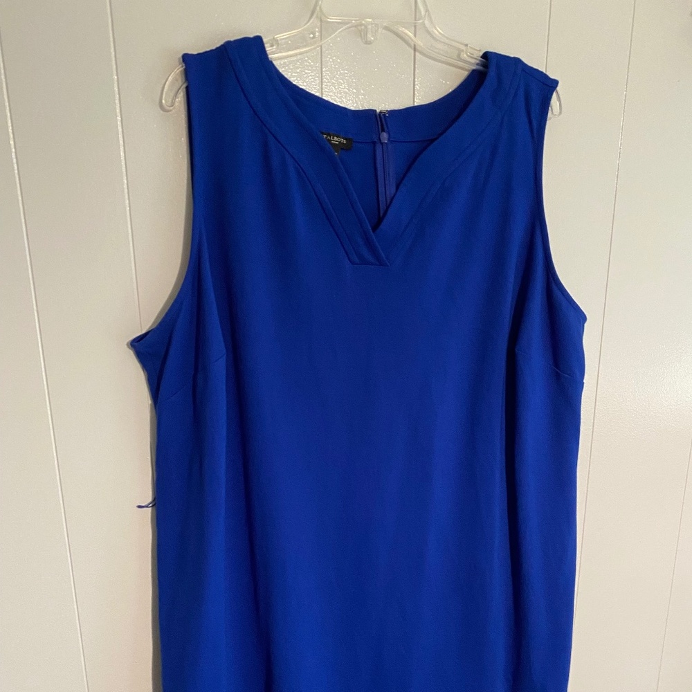 Talbots Women's Sleeveless Belted Sheath Dress, Navy Blue, 22W